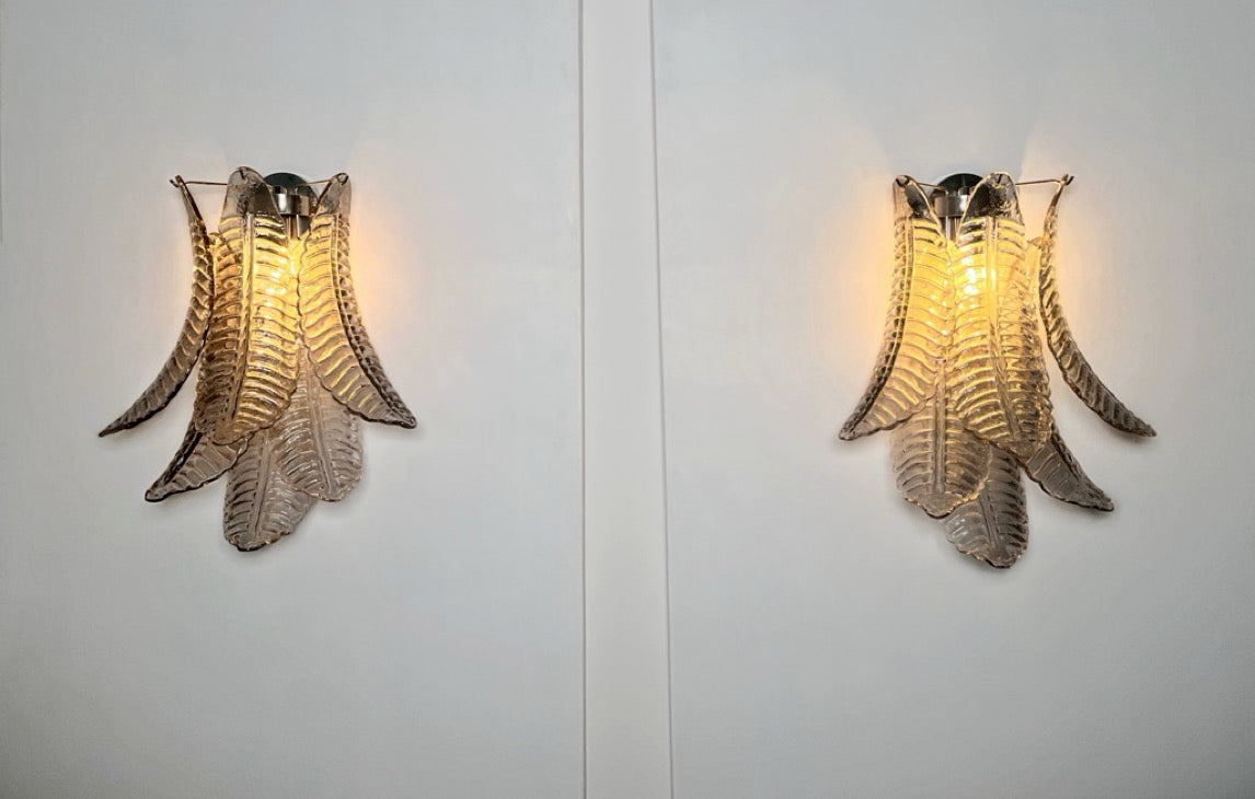 Murano Vegglampe – 6 Røykfargede Felciglass – 2 stk – detalj 6 – Murano Classics