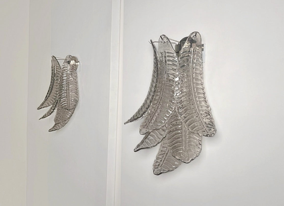 Murano Vegglampe | 6 Røykfargede Felciglass | 1 par