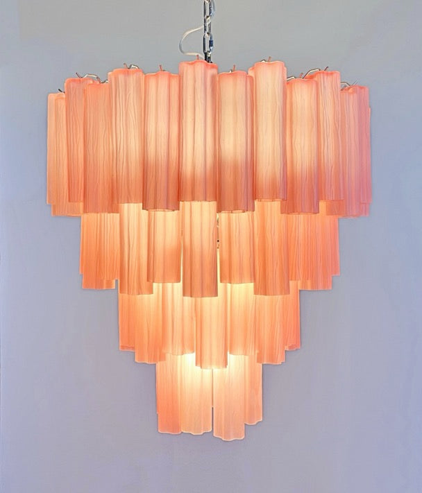 Murano Lysekrone – 80 Matt Rosa Glassrør – detalj 6 – Murano Classics