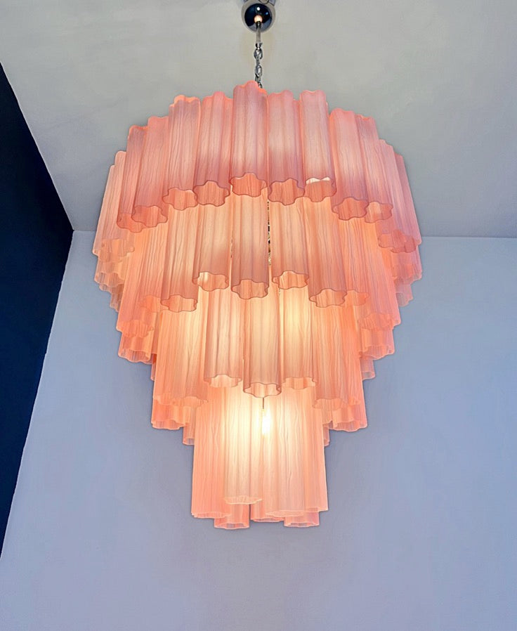 Murano Lysekrone – 80 Matt Rosa Glassrør – detalj 4 – Murano Classics