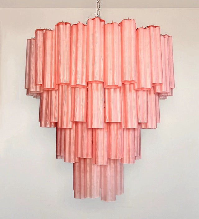 Murano Lysekrone – 80 Matt Rosa Glassrør – detalj 7 – Murano Classics