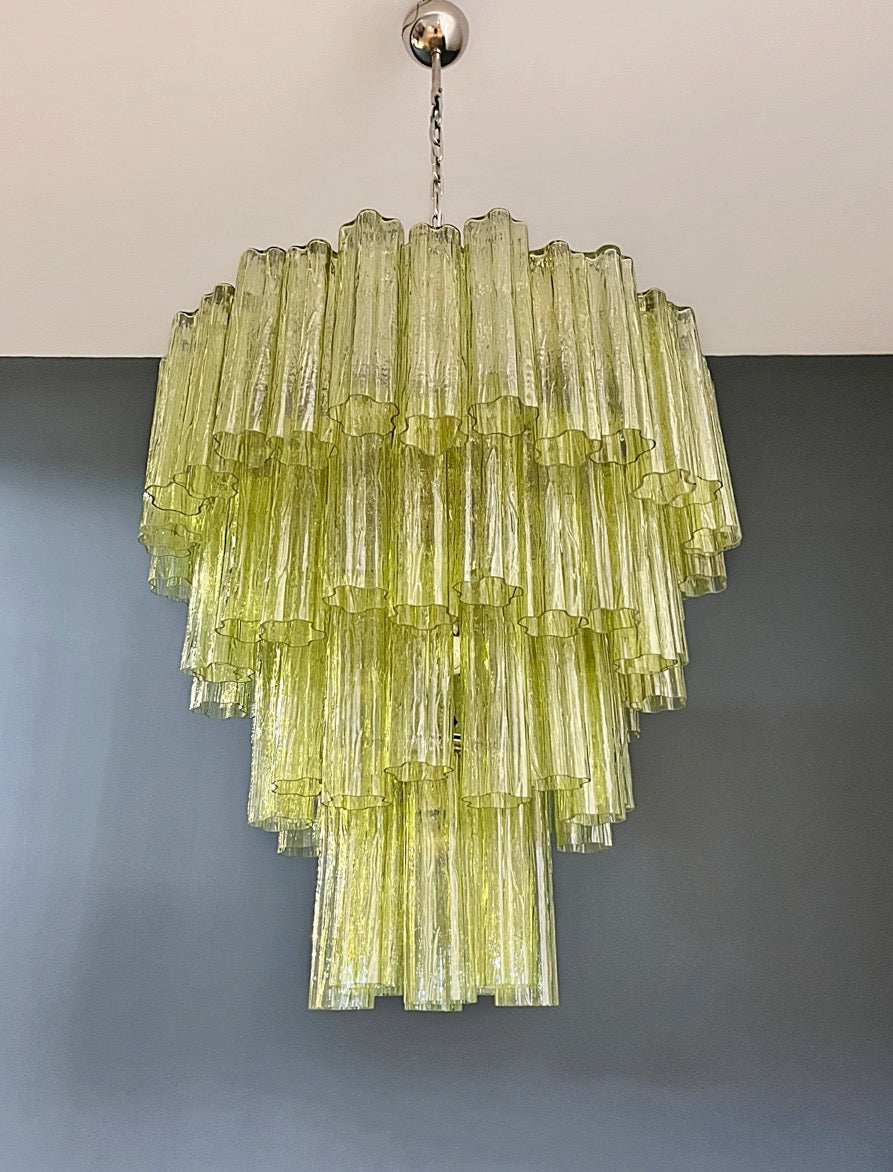 Murano Lysekrone – 80 Grønne Glassrør – detalj 2 – Murano Classics