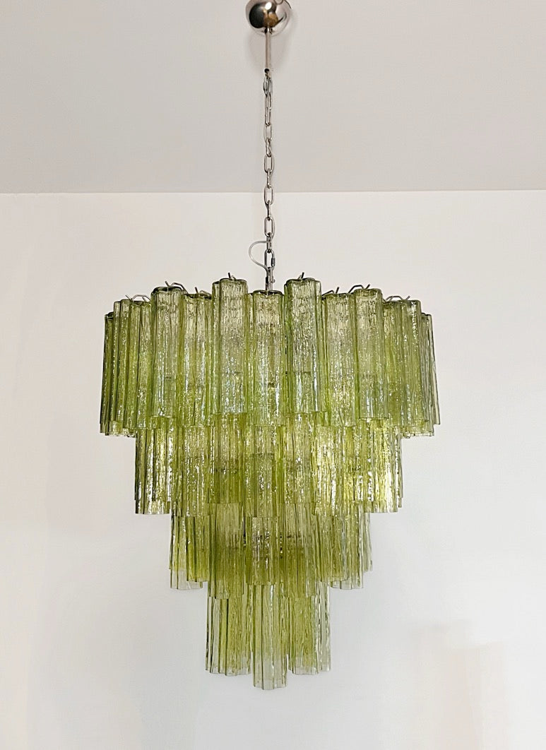 Murano Lysekrone | 80 Grønne Rørglass