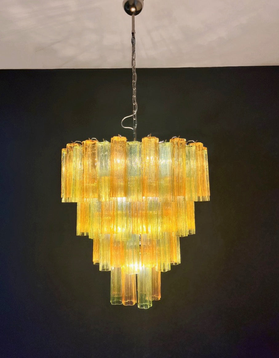 Murano Lysekrone – 80 Gule Grønne Glassrør – detalj 4 – Murano Classics