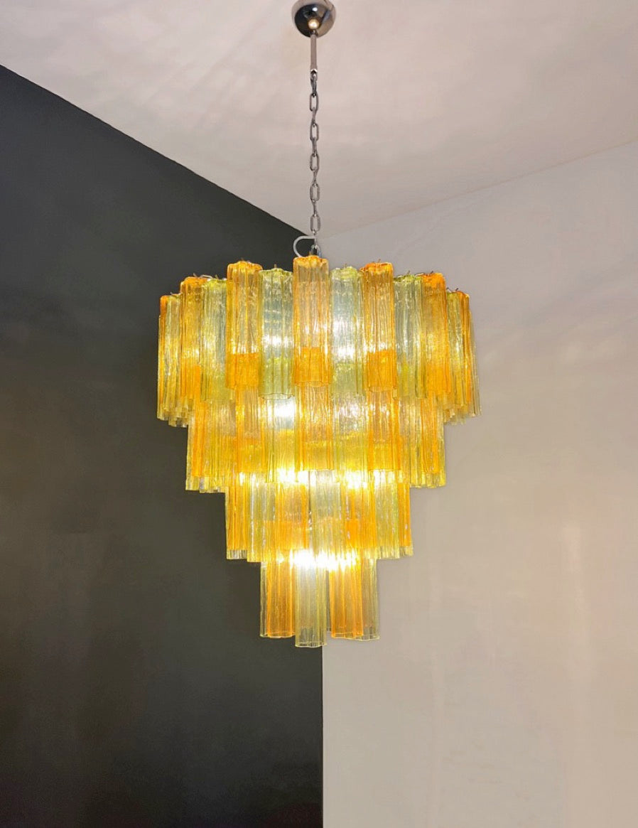 Murano Lysekrone – 80 Gule Grønne Glassrør – detalj 3 – Murano Classics