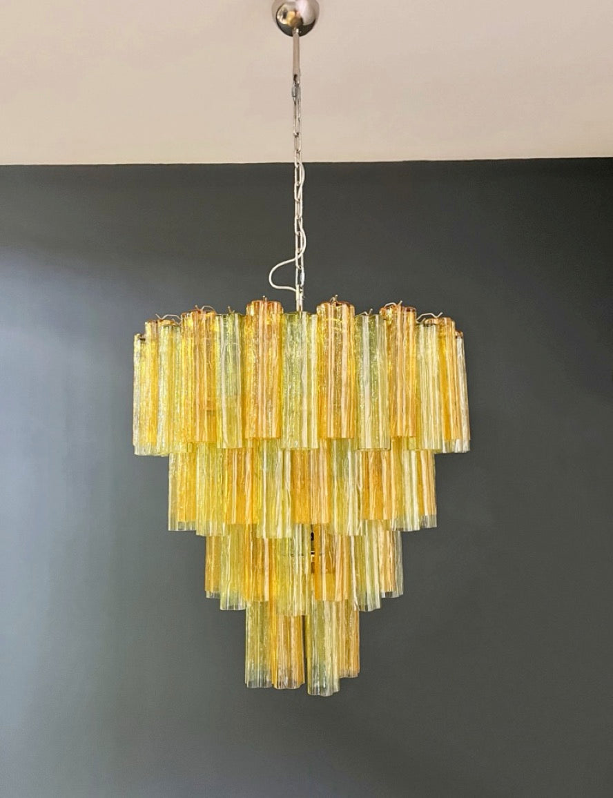 Murano Lysekrone – 80 Gule Grønne Glassrør – detalj 10 – Murano Classics