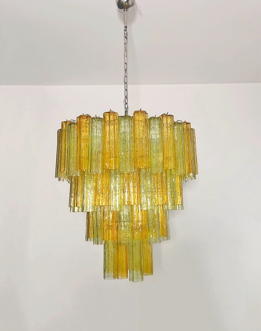 Murano Lysekrone – 80 Gule Grønne Glassrør – detalj 7 – Murano Classics