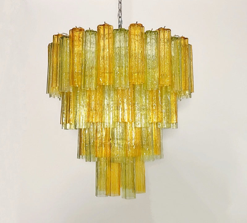 Murano Lysekrone – 80 Gule Grønne Glassrør – Murano Classics