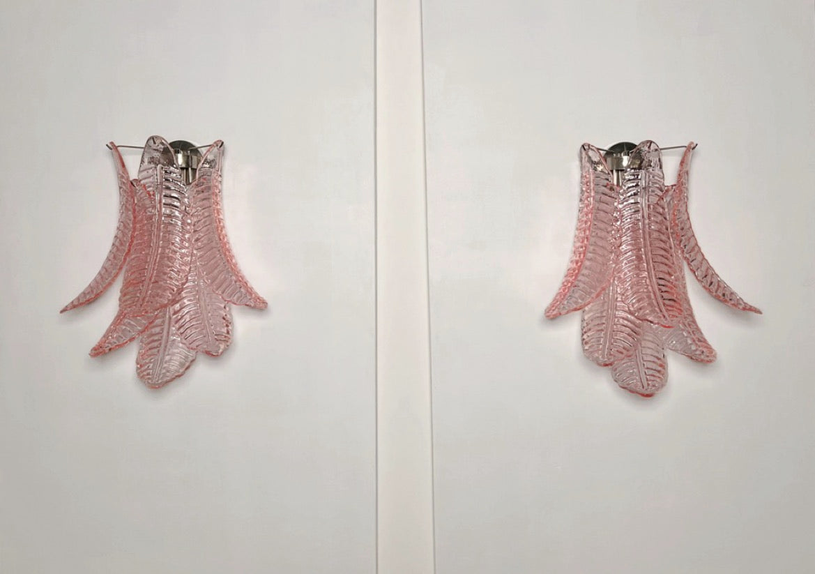 Murano Vegglampe | 6 Rosa Felciglass | 1 par