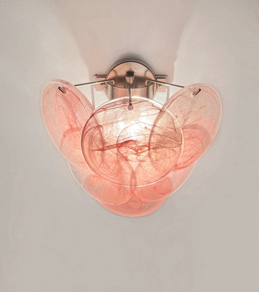 Murano Vegglampe – 6 Rosa Alabaster Diskglass – 2 stk – detalj 3 – Murano Classics
