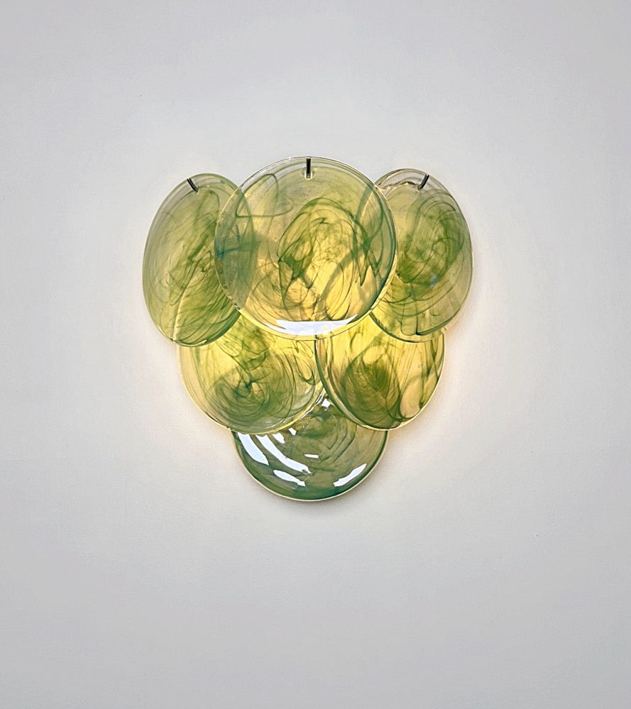 Murano Vegglampe – 6 Grønne Alabaster Diskglass – 2 stk – detalj 5 – Murano Classics