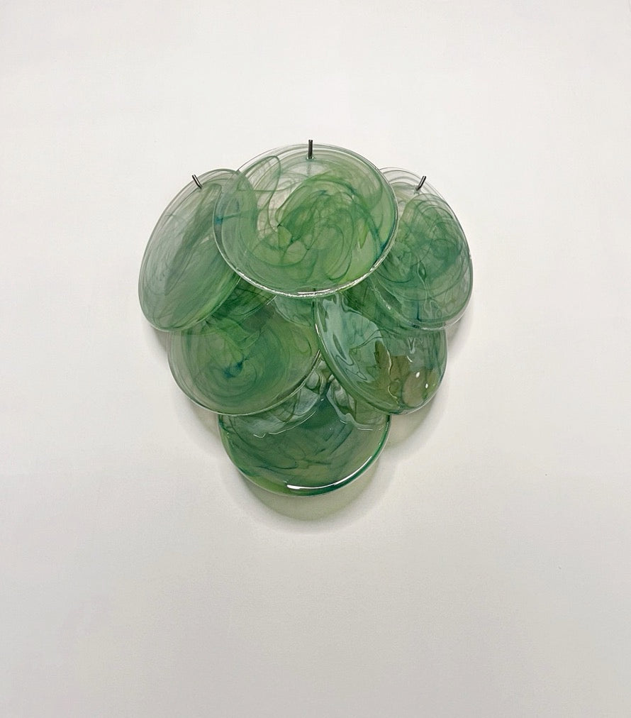 Murano Vegglampe – 6 Grønne Alabaster Diskglass – 2 stk – detalj 9 – Murano Classics
