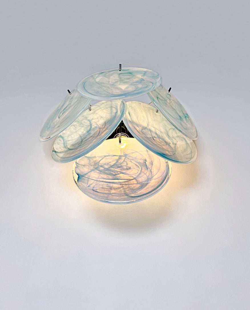 Murano Vegglampe – 6 Blå Alabaster Diskglass – 2 stk – detalj 1 – Murano Classics