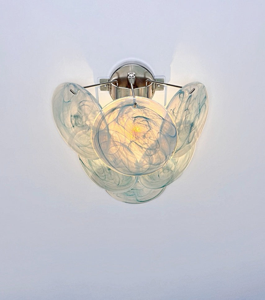 Murano Vegglampe – 6 Blå Alabaster Diskglass – 2 stk – detalj 3 – Murano Classics