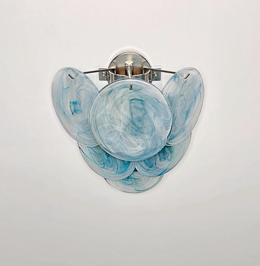 Murano Vegglampe – 6 Blå Alabaster Diskglass – 2 stk – detalj 7 – Murano Classics