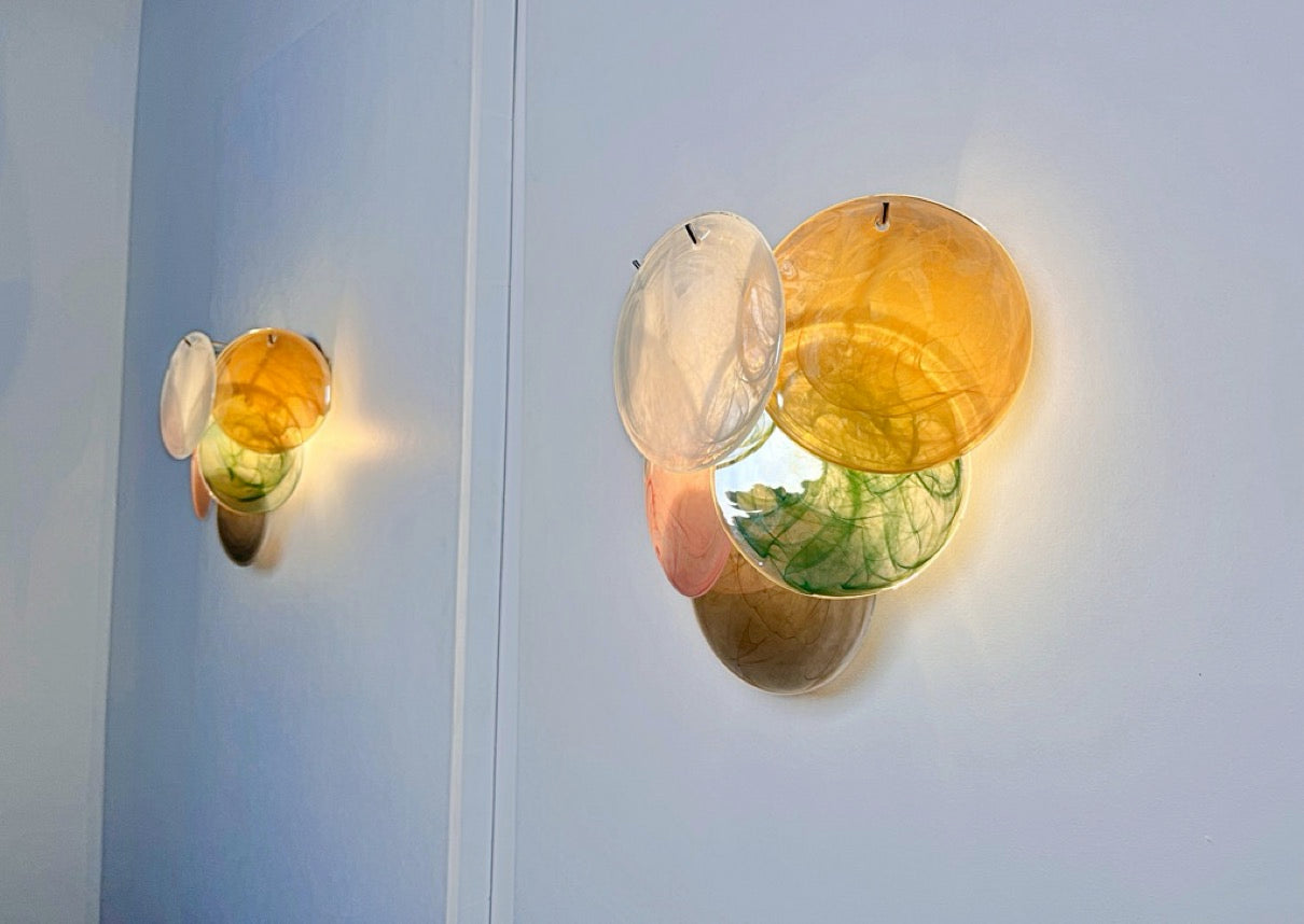 Murano Vegglampe – 6 Multifarget Alabaster Diskglass – 2 stk – detalj 6 – Murano Classics