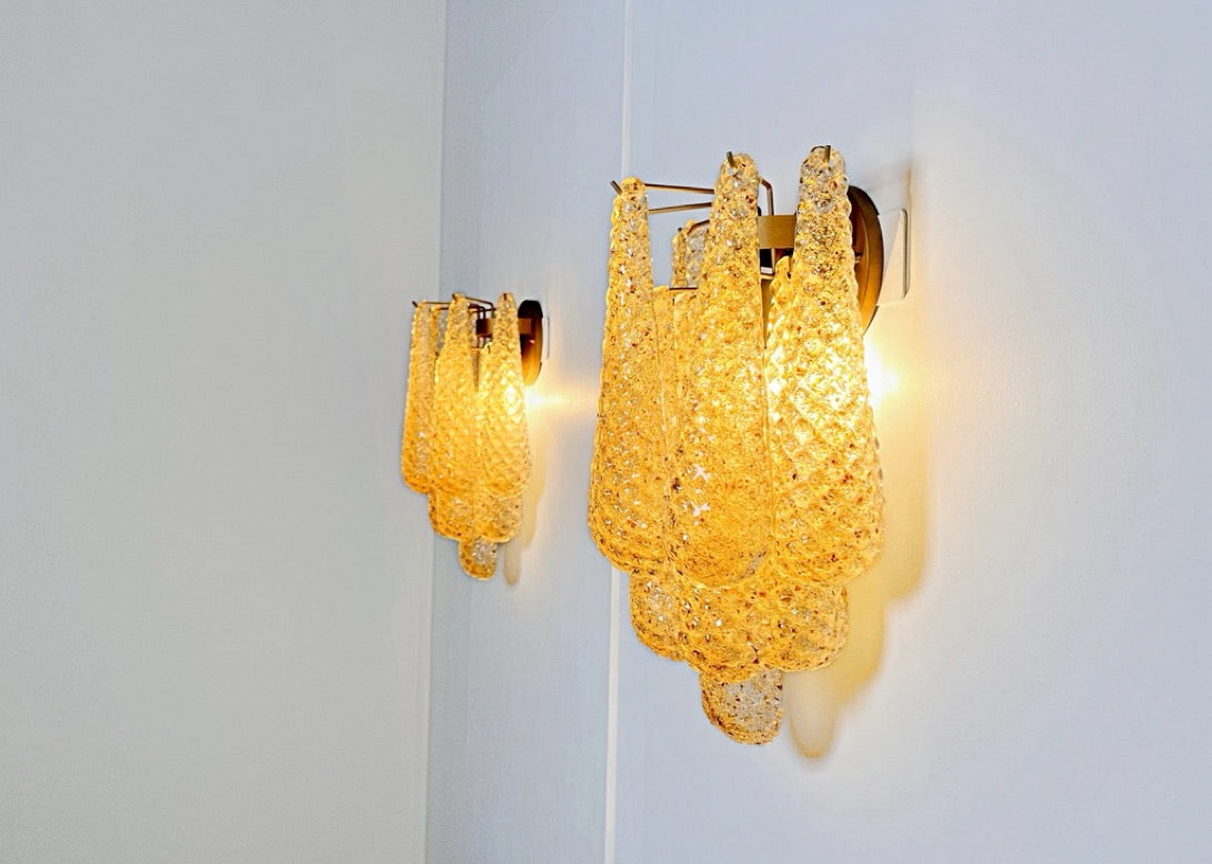 Murano Vegglampe – 10 Klare Gule Dråpeglass – 2 stk – detalj 7 – Murano Classics