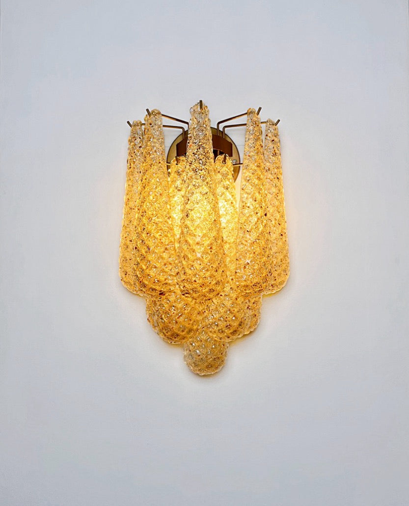 Murano Vegglampe – 10 Klare Gule Dråpeglass – 2 stk – detalj 6 – Murano Classics