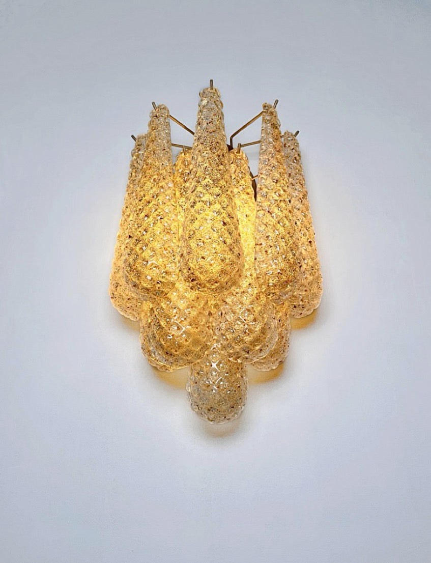 Murano Vegglampe – 10 Klare Gule Dråpeglass – 2 stk – detalj 5 – Murano Classics