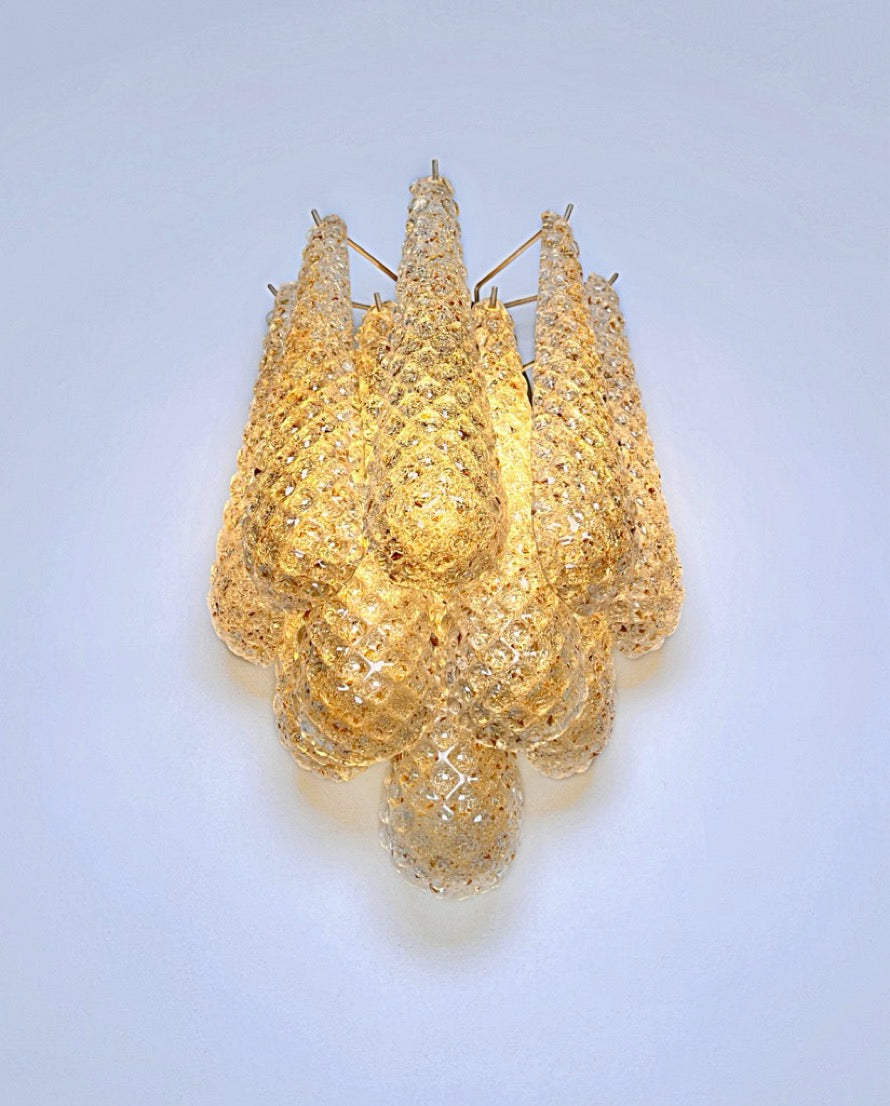 Murano Vegglampe – 10 Klare Gule Dråpeglass – 2 stk – detalj 4 – Murano Classics