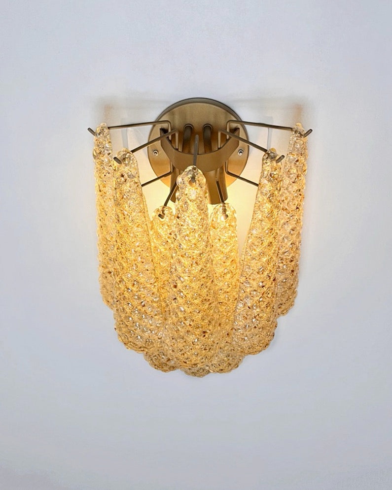 Murano Vegglampe – 10 Klare Gule Dråpeglass – 2 stk – detalj 2 – Murano Classics
