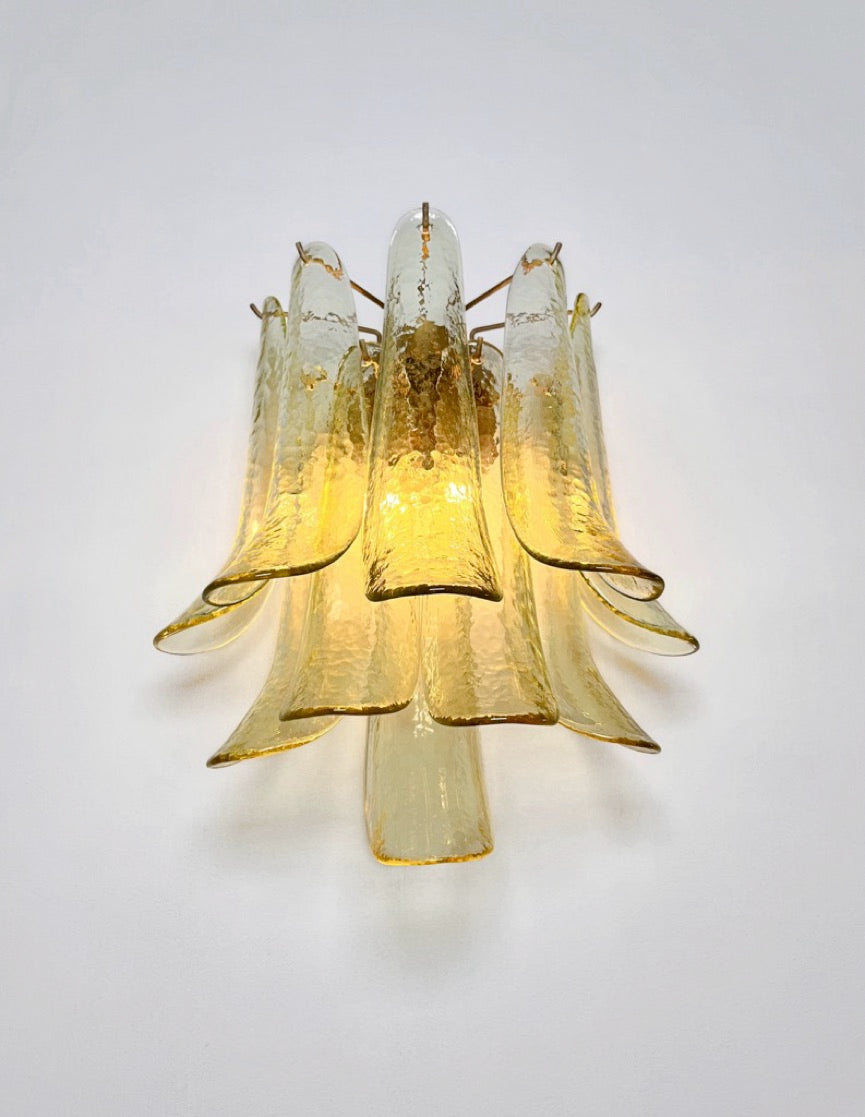 Murano Vegglampe – 10 Grønne Gull Konglebladglass – 2 stk – detalj 4 – Murano Classics