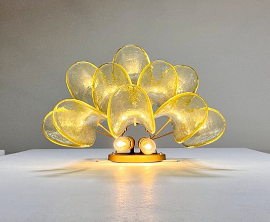 Murano Vegglampe | 10 Grønne Gull Konglebladglass | 1 par