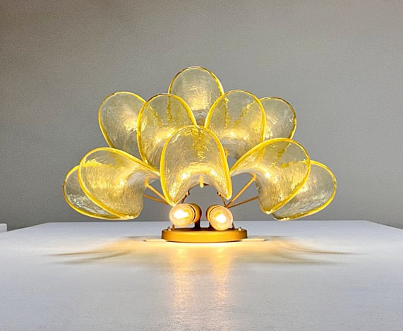 Murano Vegglampe – 10 Grønne Gull Konglebladglass – 2 stk – detalj 1 – Murano Classics