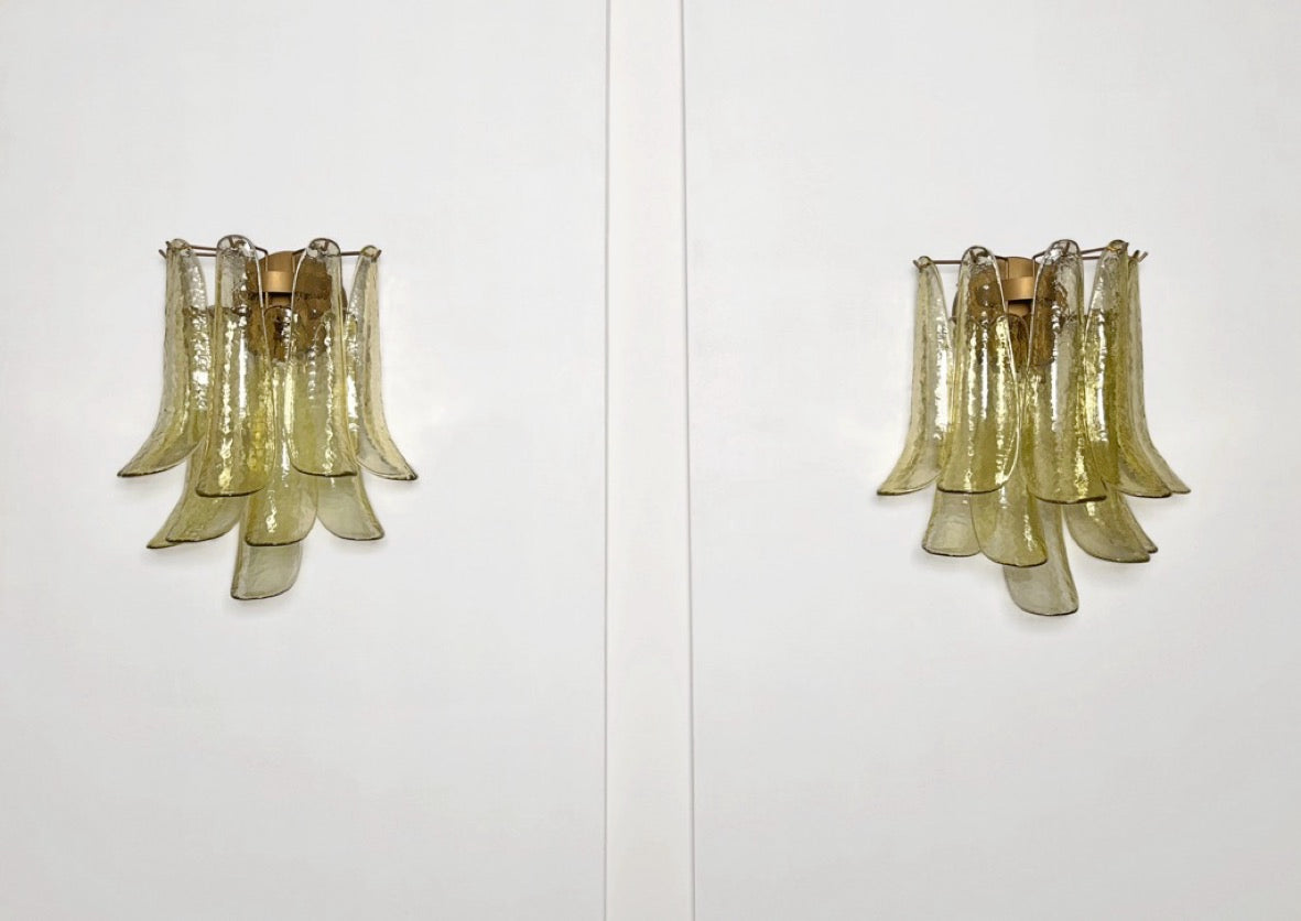 Murano Vegglampe – 10 Grønne Gull Konglebladglass – 2 stk – Murano Classics