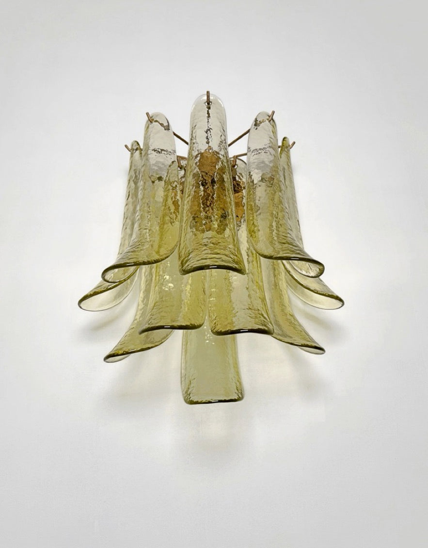Murano Vegglampe – 10 Grønne Gull Konglebladglass – 2 stk – detalj 10 – Murano Classics