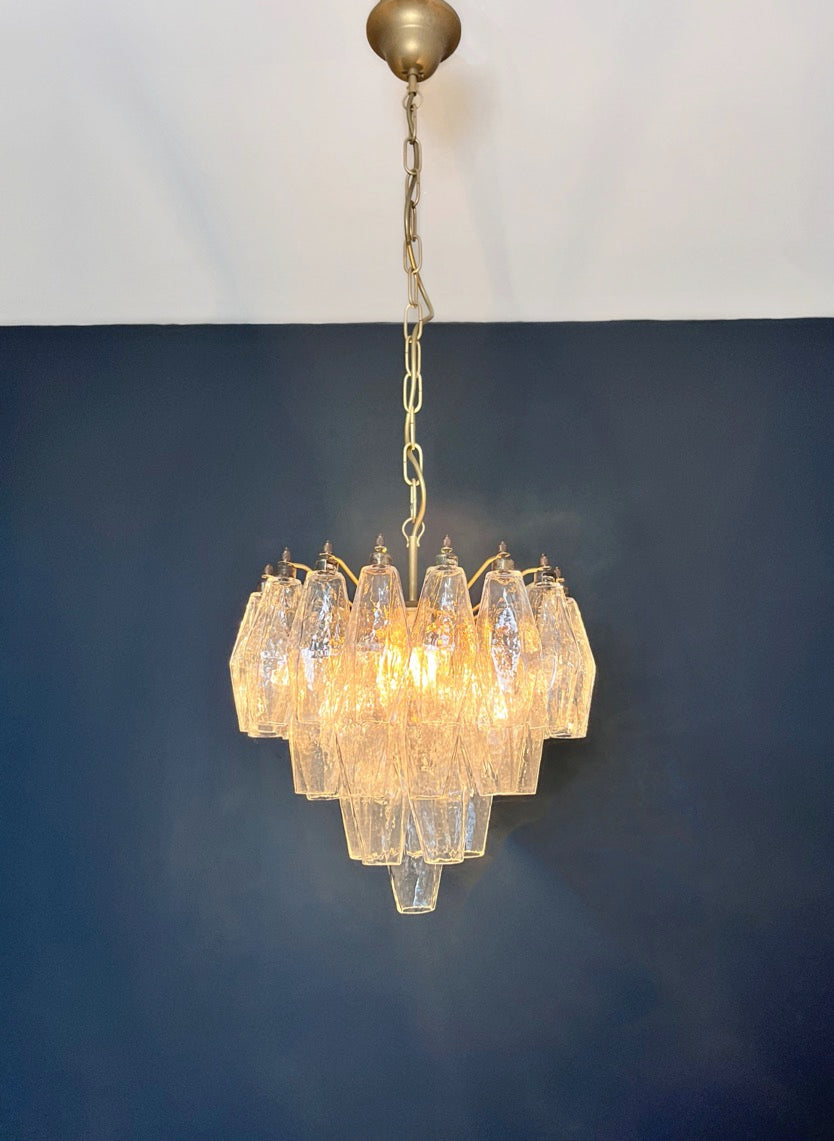 Murano Lysekrone – 32 Klare Poliedriglass – detalj 6 – Murano Classics