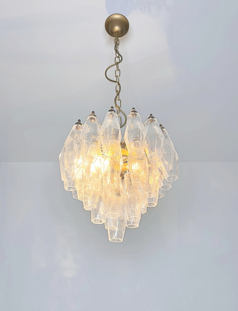 Murano Lysekrone – 32 Klare Poliedriglass – detalj 2 – Murano Classics