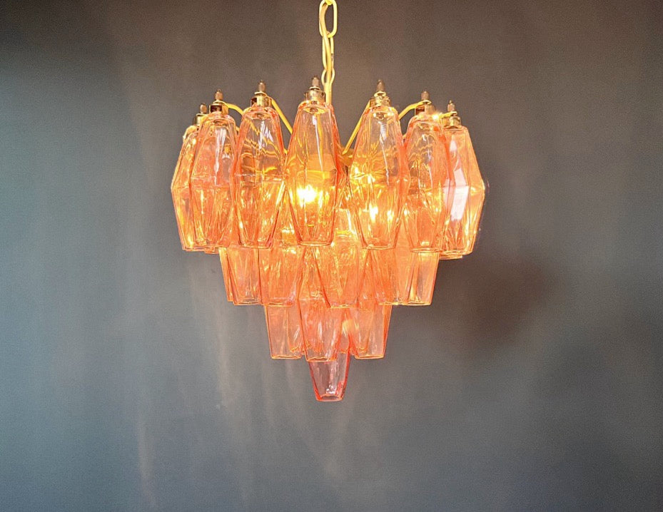 Murano Lysekrone – 32 Rosa Poliedriglass – detalj 8 – Murano Classics