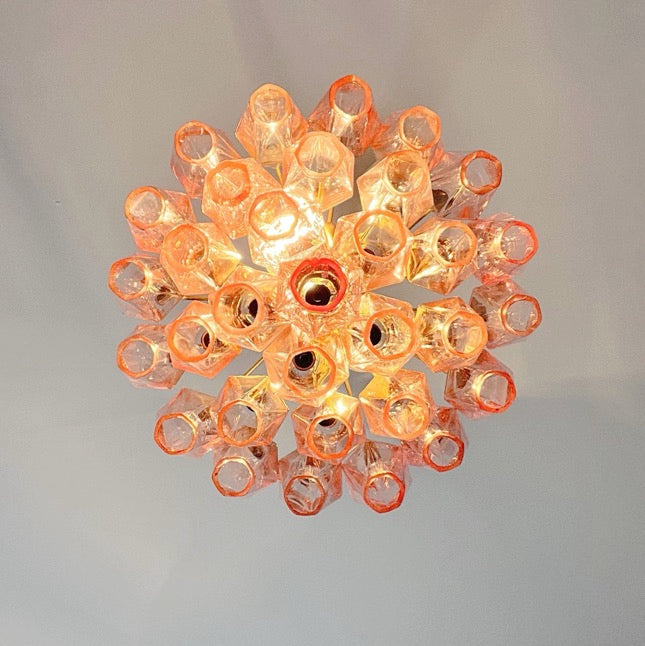 Murano Lysekrone – 32 Rosa Poliedriglass – detalj 1 – Murano Classics