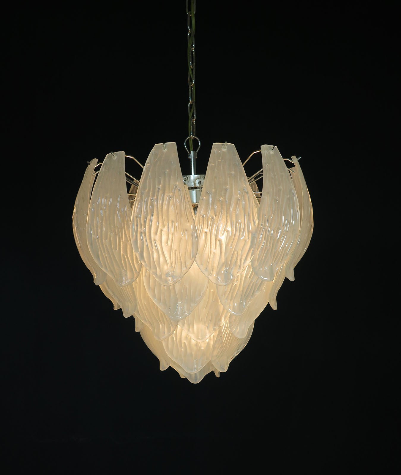 Murano Lysekrone – 41 Klare Konglebladglass – detalj 3 – Murano Classics
