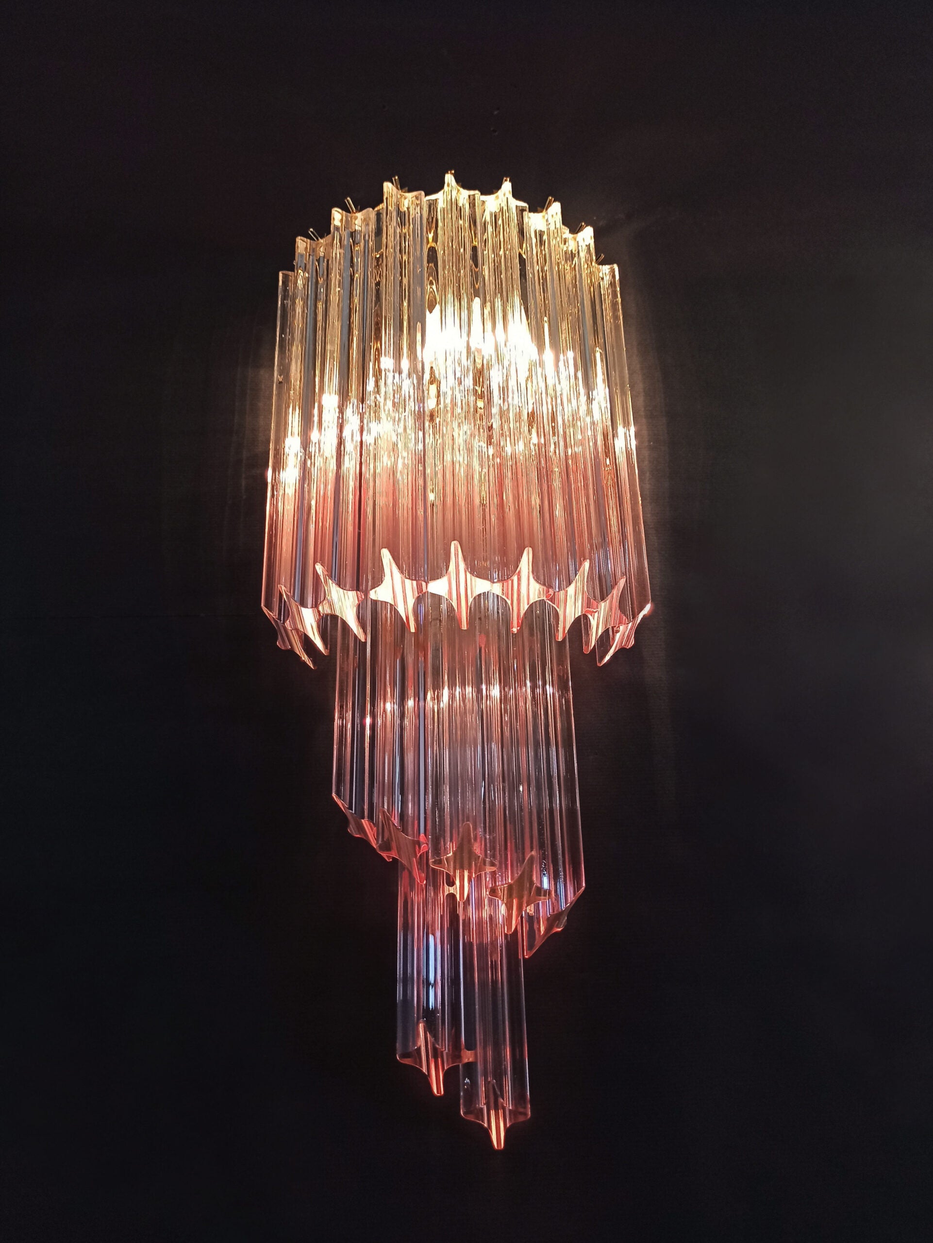 Murano Vegglampe | 32 Klare Rosa Prismeglass | 1 par