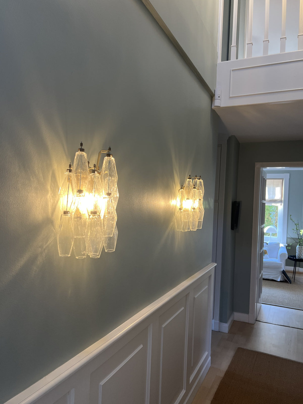 Murano Vegglampe – 16 Klare Poliedriglass – miljøbilde 2 – Murano Classics