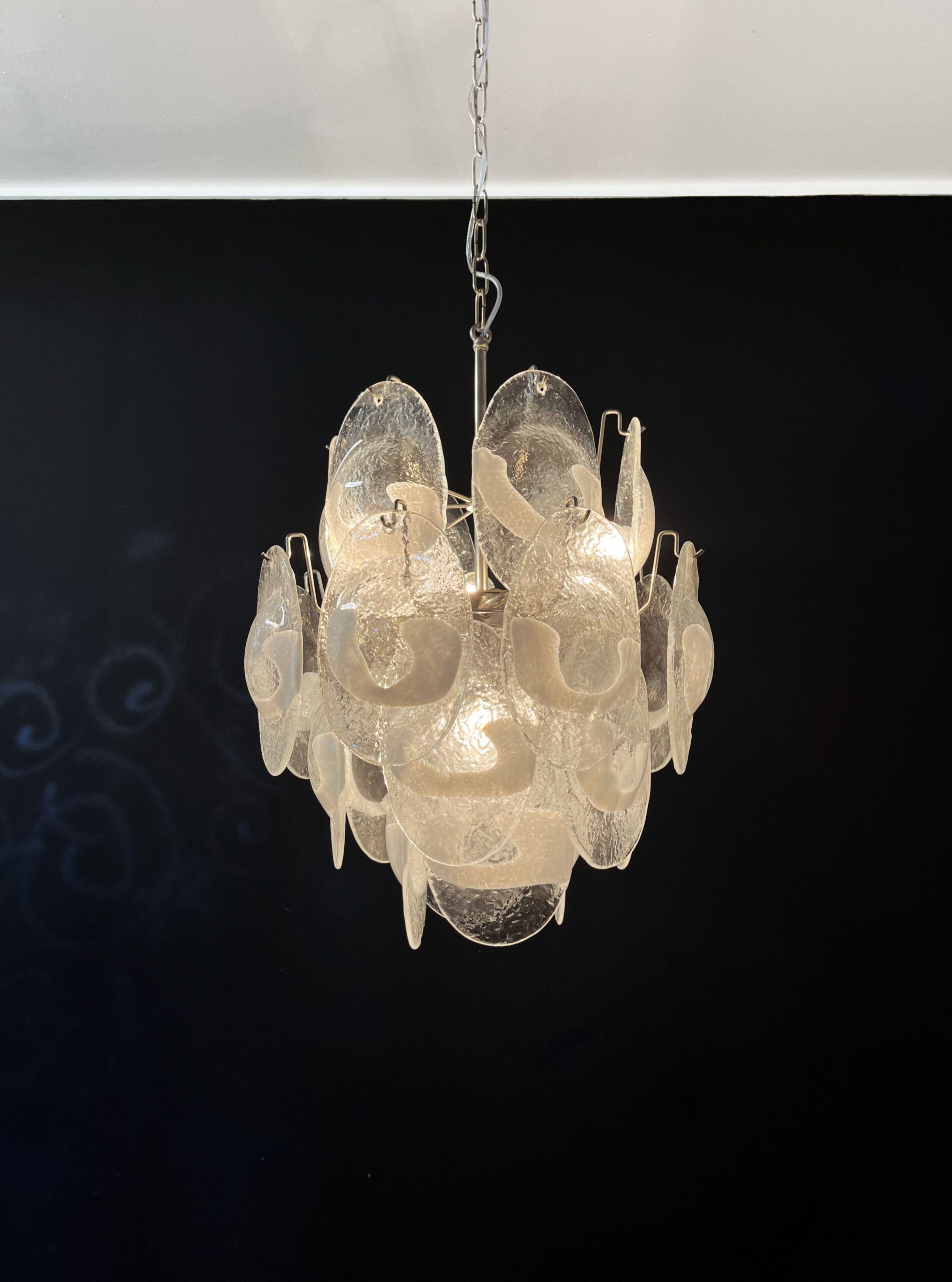 Murano Lysekrone | 24 Hvite Klare Crostoliglass