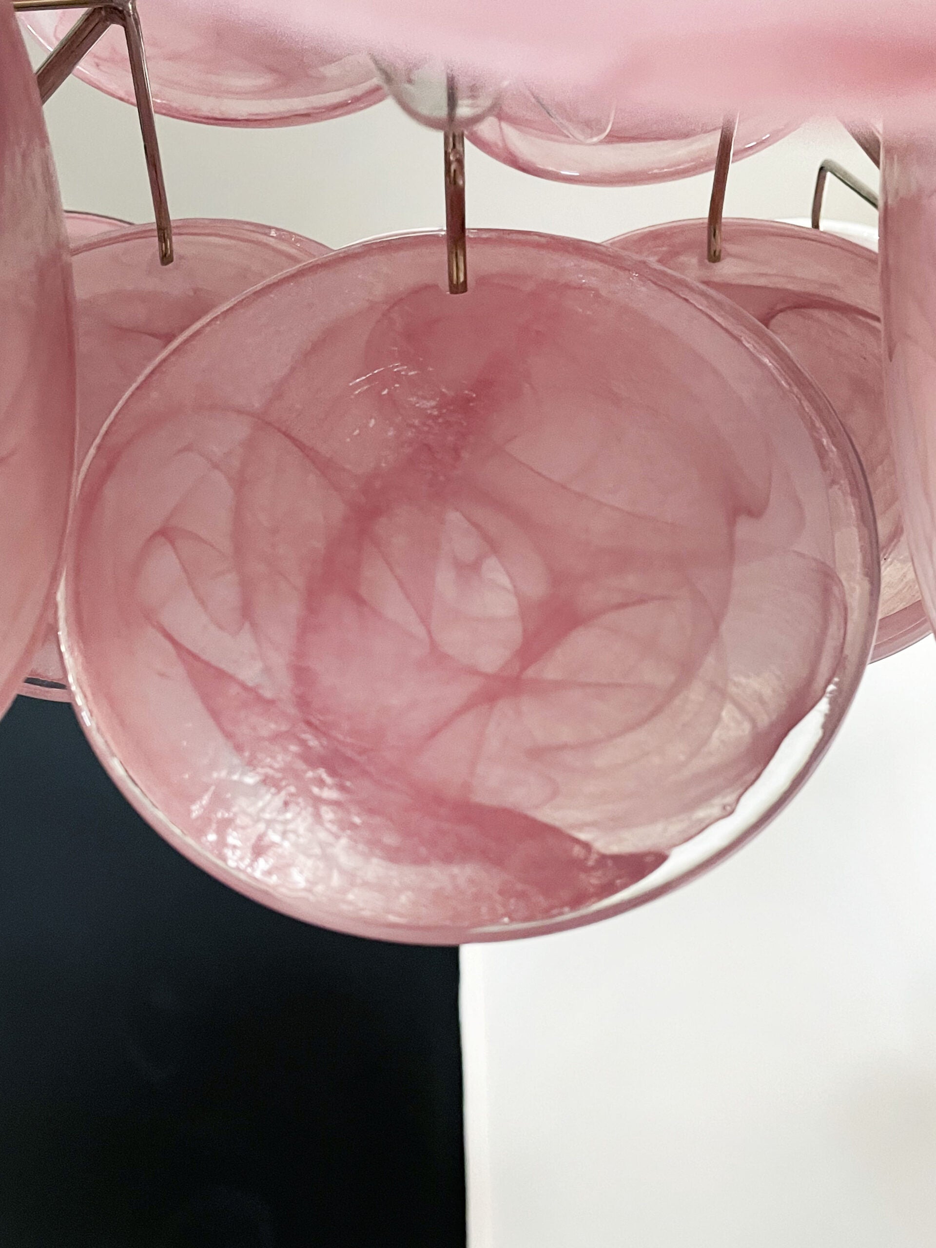 Murano Lysekrone – 36 Rosa Glassdisker – detalj 11 – Murano Classics