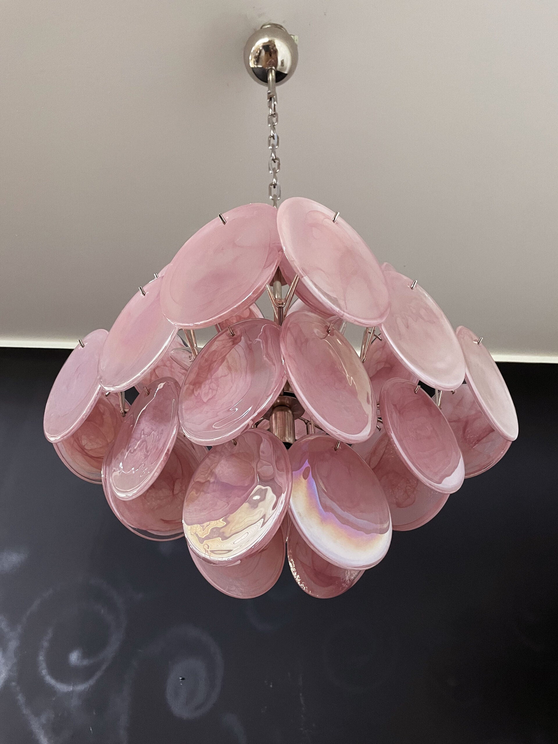 Murano Lysekrone – 36 Rosa Glassdisker – detalj 6 – Murano Classics