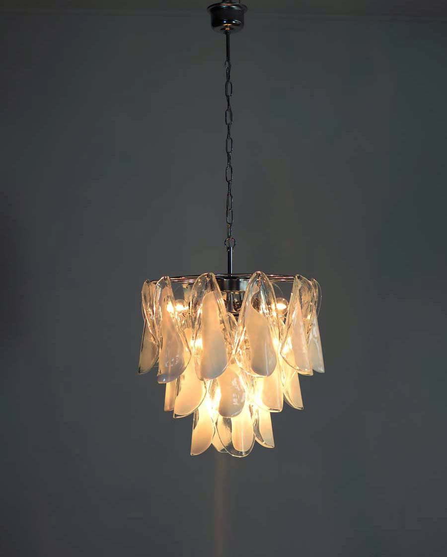 Murano Lysekrone | 24 Hvite Rondiniglass