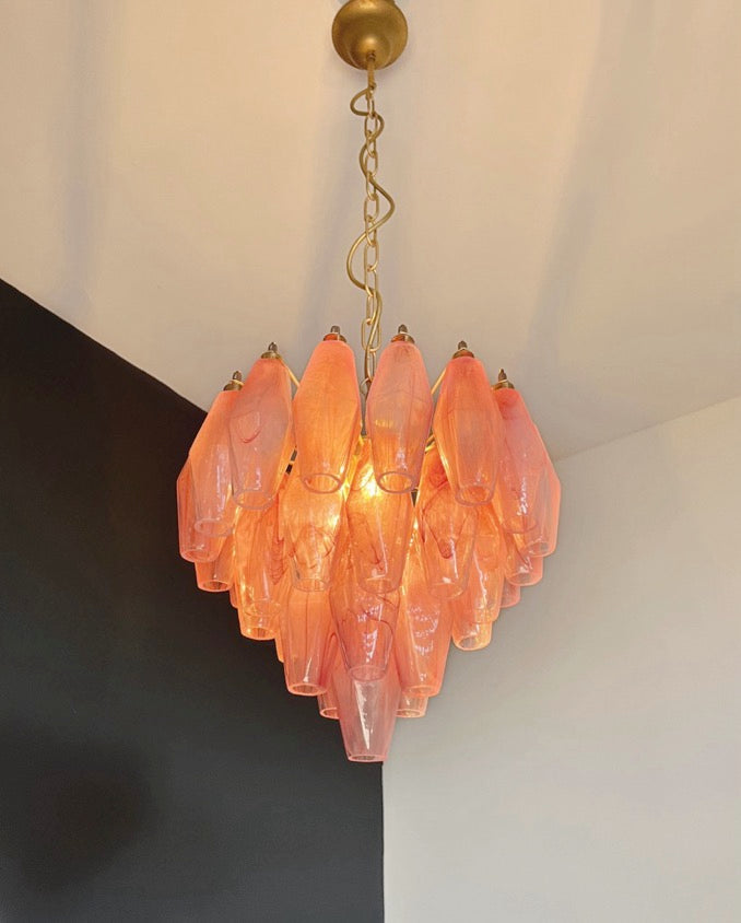 Murano Lysekrone – 32 Rosa Alabaster Poliedriglass – detalj 4 – Murano Classics