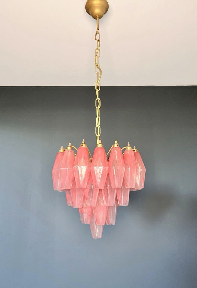 Murano Lysekrone | Rosa Alabaster Gull Poliedriglass