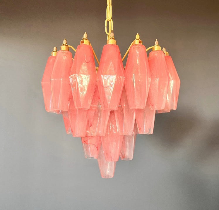 Murano Lysekrone – 32 Rosa Alabaster Poliedriglass – detalj 11 – Murano Classics