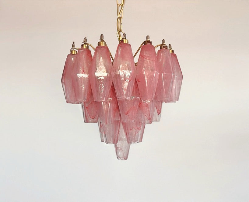 Murano Lysekrone – 32 Rosa Alabaster Poliedriglass – detalj 8 – Murano Classics