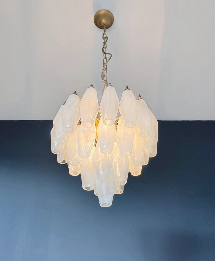 Murano Lysekrone – 32 Hvite Alabaster Poliedriglass – detalj 5 – Murano Classics