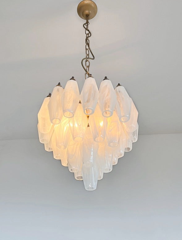 Murano Lysekrone – 32 Hvite Alabaster Poliedriglass – detalj 3 – Murano Classics