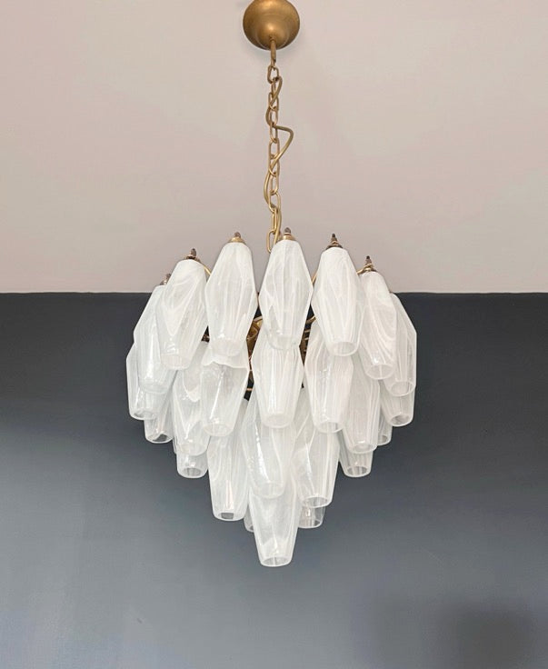 Murano Lysekrone – 32 Hvite Alabaster Poliedriglass – detalj 11 – Murano Classics