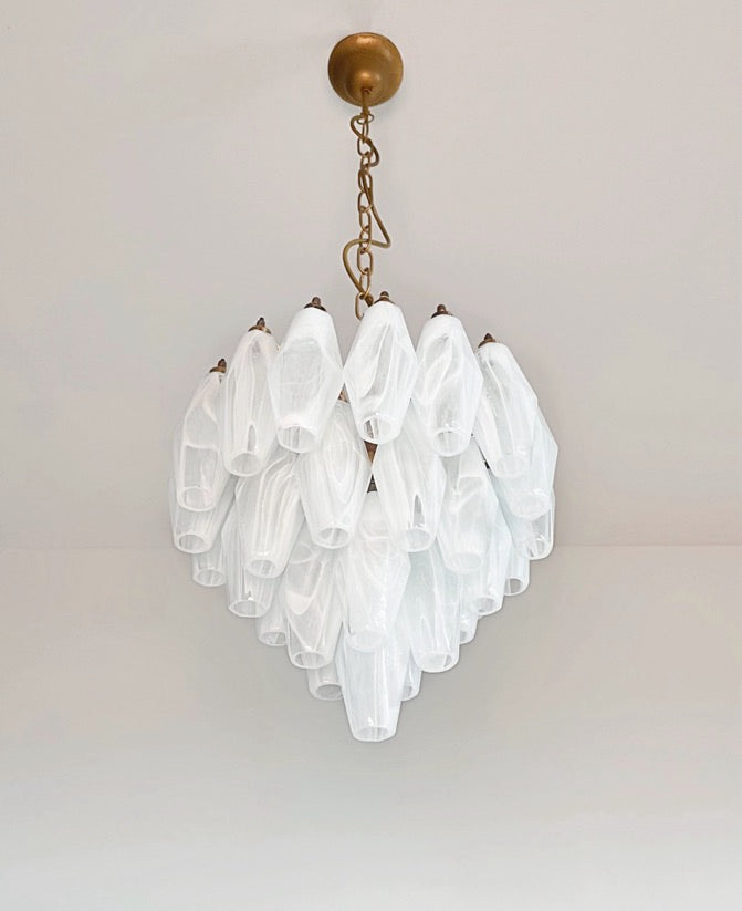 Murano Lysekrone – 32 Hvite Alabaster Poliedriglass – detalj 8 – Murano Classics