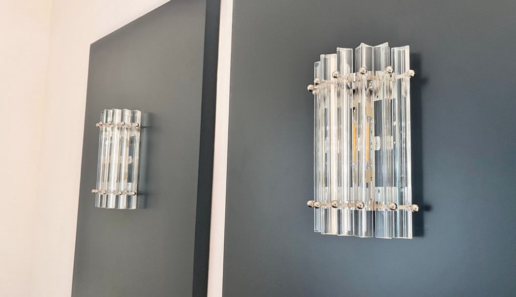 Murano Vegglampe – 7 Klare Prismeglass – 2 stk – detalj 11 – Murano Classics